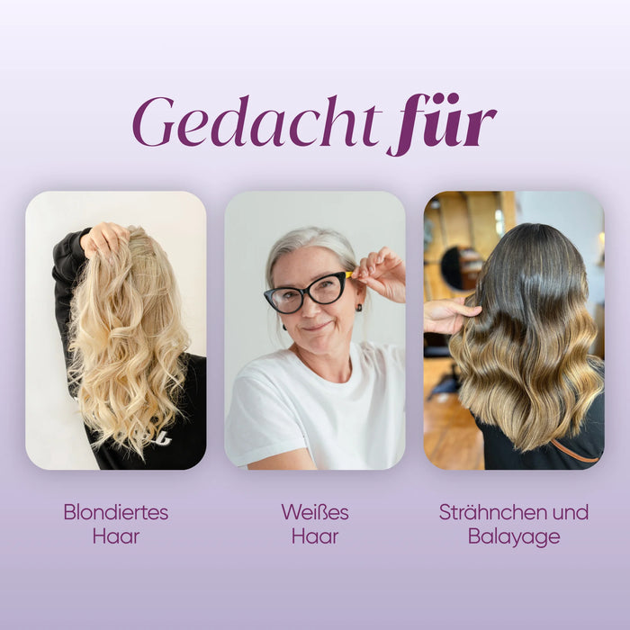 Pensato per capelli decolorati, capelli bianchi, meches e colpi di sole