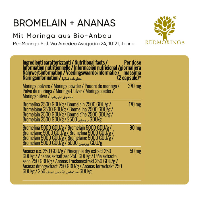 Ingredienti caratterizzanti dell'integratore con bromelina e ananas