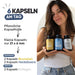 6 capsule al giorno: 2 bromelina e 2 mirtillo al mattino, 2 collagene alla sera
