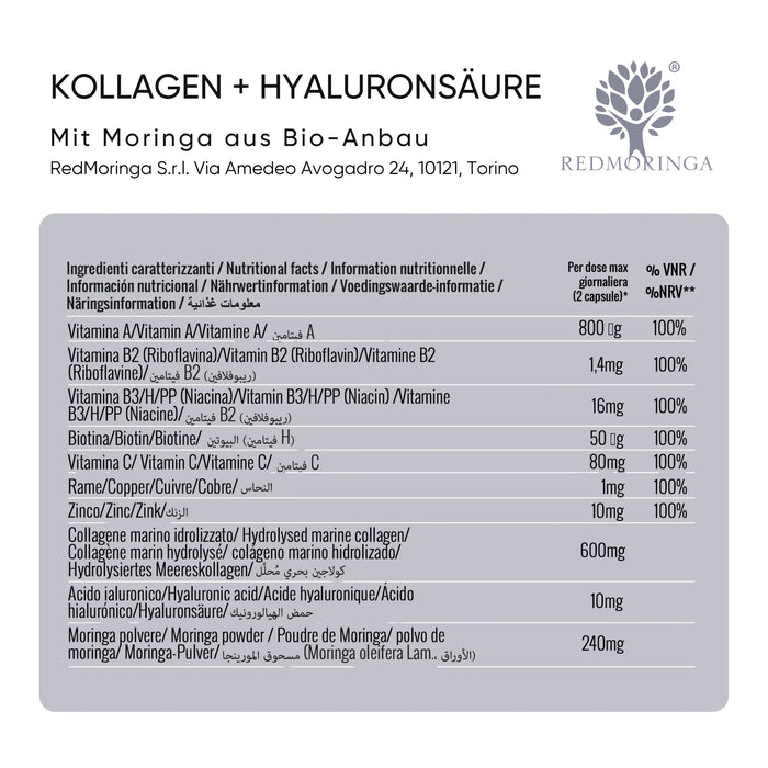 Ingredienti caratterizzanti dell'integratore con collagene e acido ialuronico