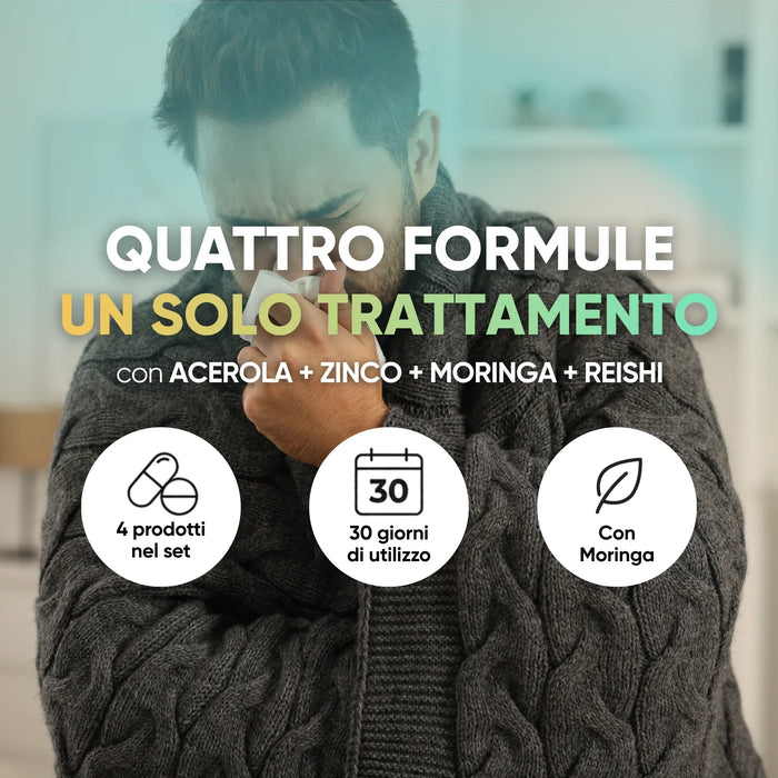 Set difese immunitarie: acerola, zinco, Moringa e Reishi in un solo trattamento