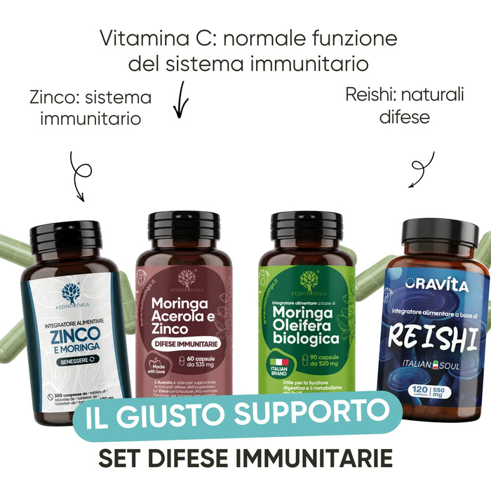 Vitamina C e zinco per la normale funzione del sistema immunitario, Reishi per le naturali difese