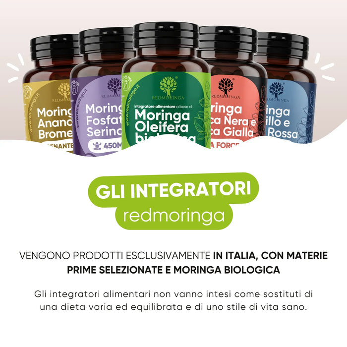 Integratori redmoringa prodotti in Italia con Moringa biologica, GMP