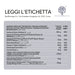 Tabella ingredienti: collagene marino, acido ialuronico, vitamine, zinco, rame, Moringa