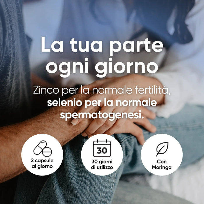 Zinco per la normale fertilità e selenio per la normale spermatogenesi, 2 capsule al giorno