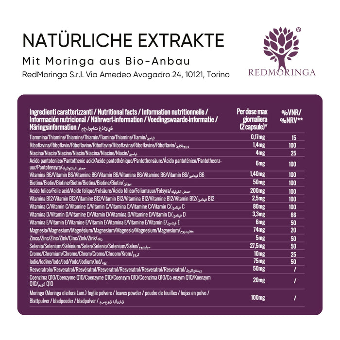 Tabella ingredienti di Moringa Fertility per Lei