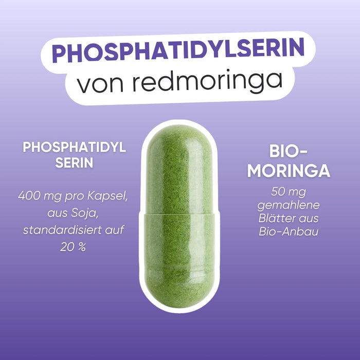 Capsula con 400 mg di fosfatidilserina da soia e 50 mg di Moringa bio