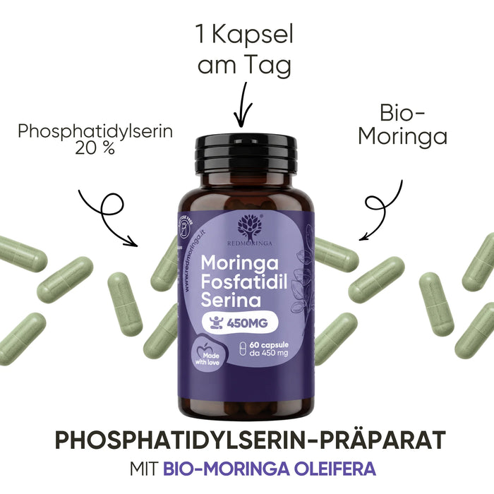 Integratore di fosfatidilserina con Moringa Oleifera bio, 1 capsula al giorno