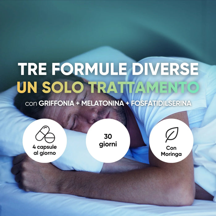 Set relax e sonno: griffonia, melatonina e fosfatidilserina in un solo trattamento