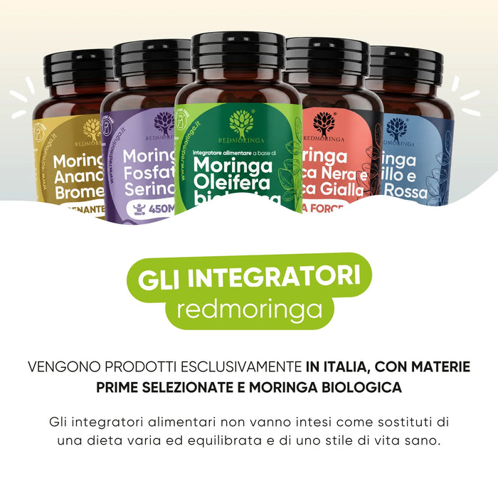 Integratori redmoringa prodotti in Italia con Moringa biologica