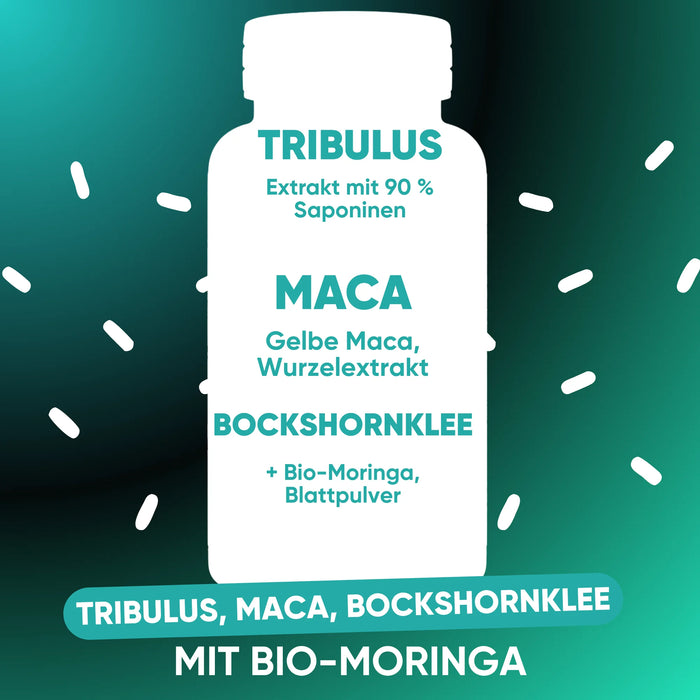 Tribulus, Maca, Fieno greco e Moringa bio